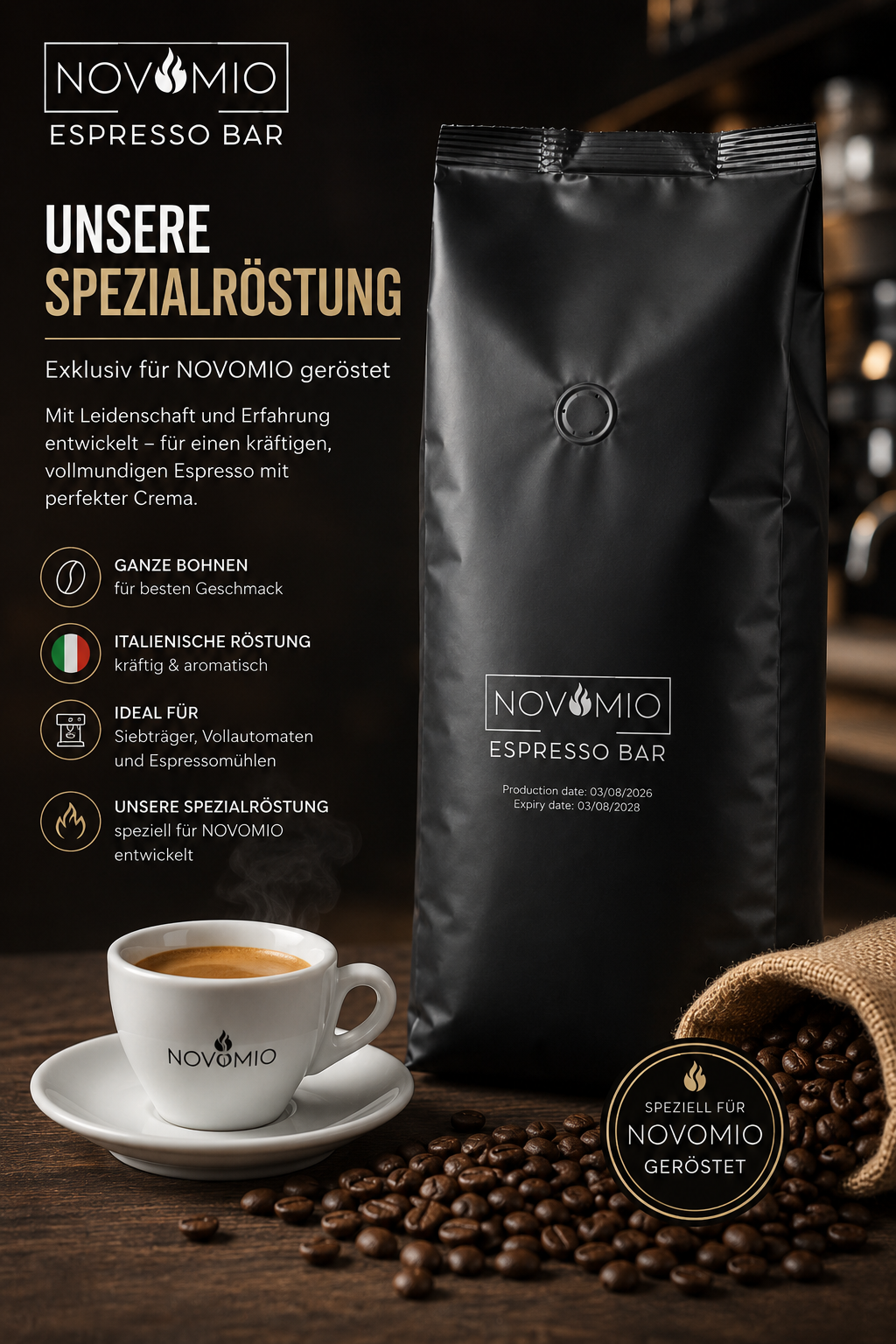 NOVOMIO ESPRESSO BAR – Unsere Spezialröstung